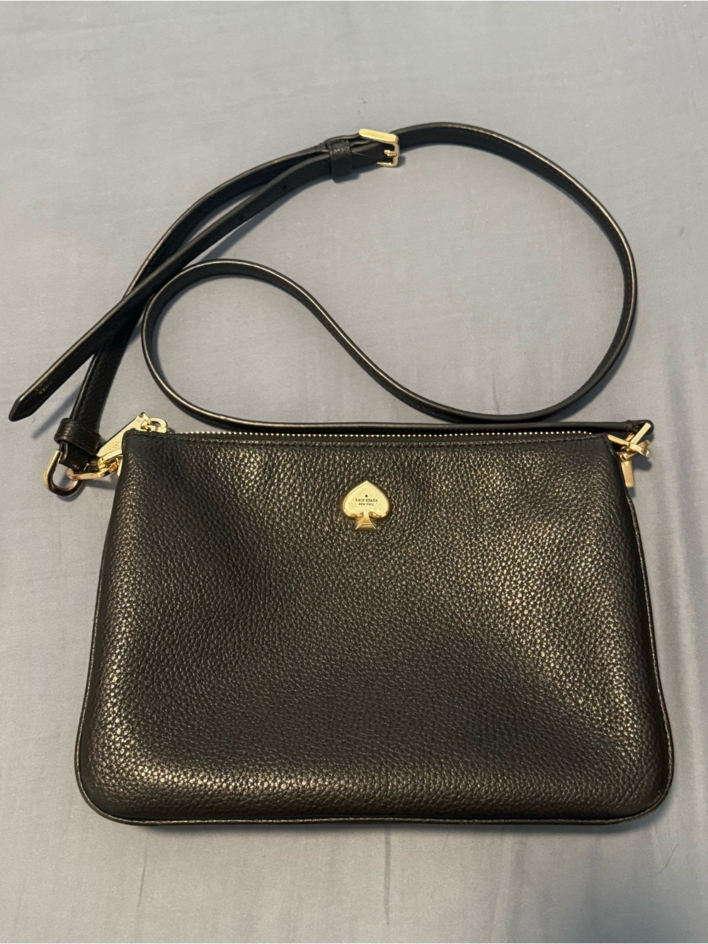 Kate Spade Black Pebbled Leather Crossbody Bag Gold Hardware
